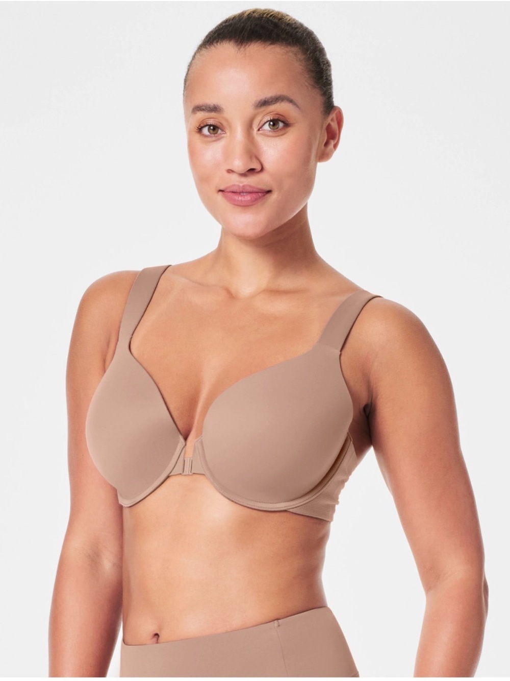 NWT SPANX Bra-llelujah Full Coverage Bra Nude Beige Front Closure 36DD